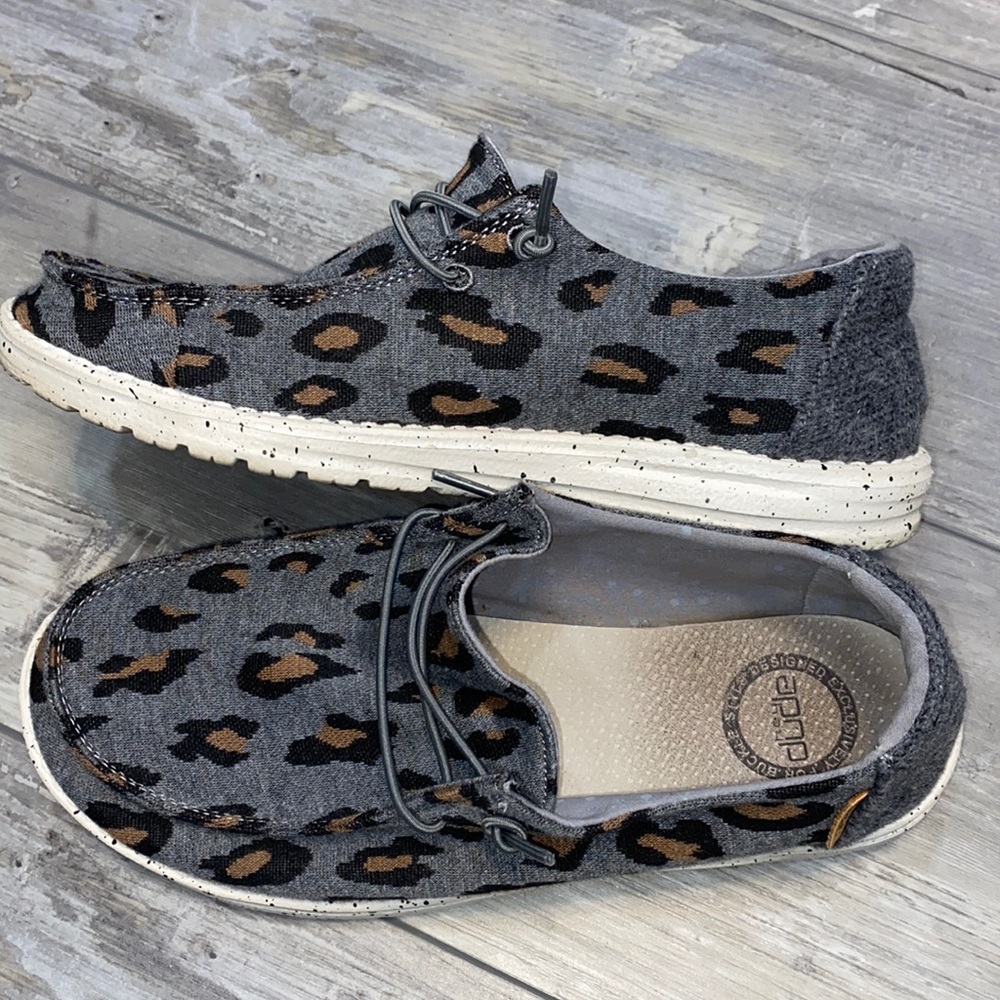 Hey Dude Leopard Print Women's Shoes - Gray and Brown